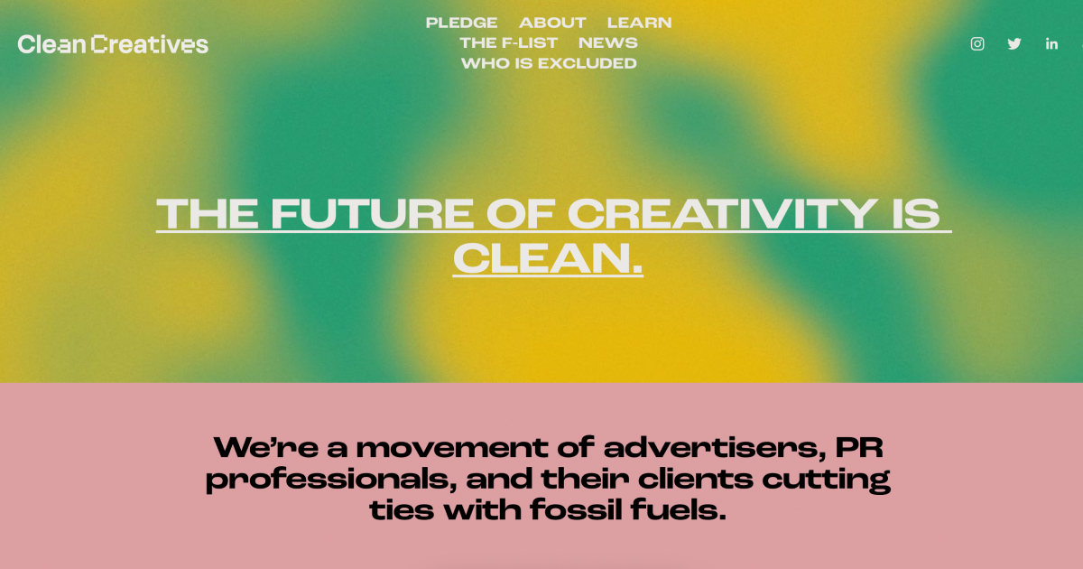Clean Creatives publicly refure to work with fossil fuel companies