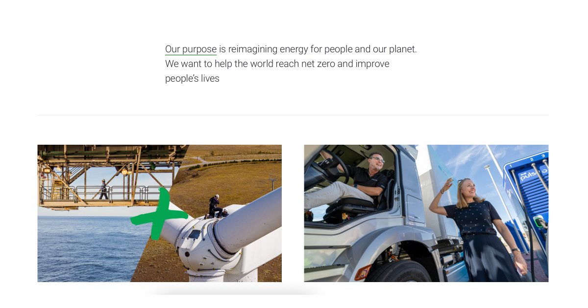 *The ‘Who We Are’ section of BP’s website emits to mention oil, gas or fossil fuels*