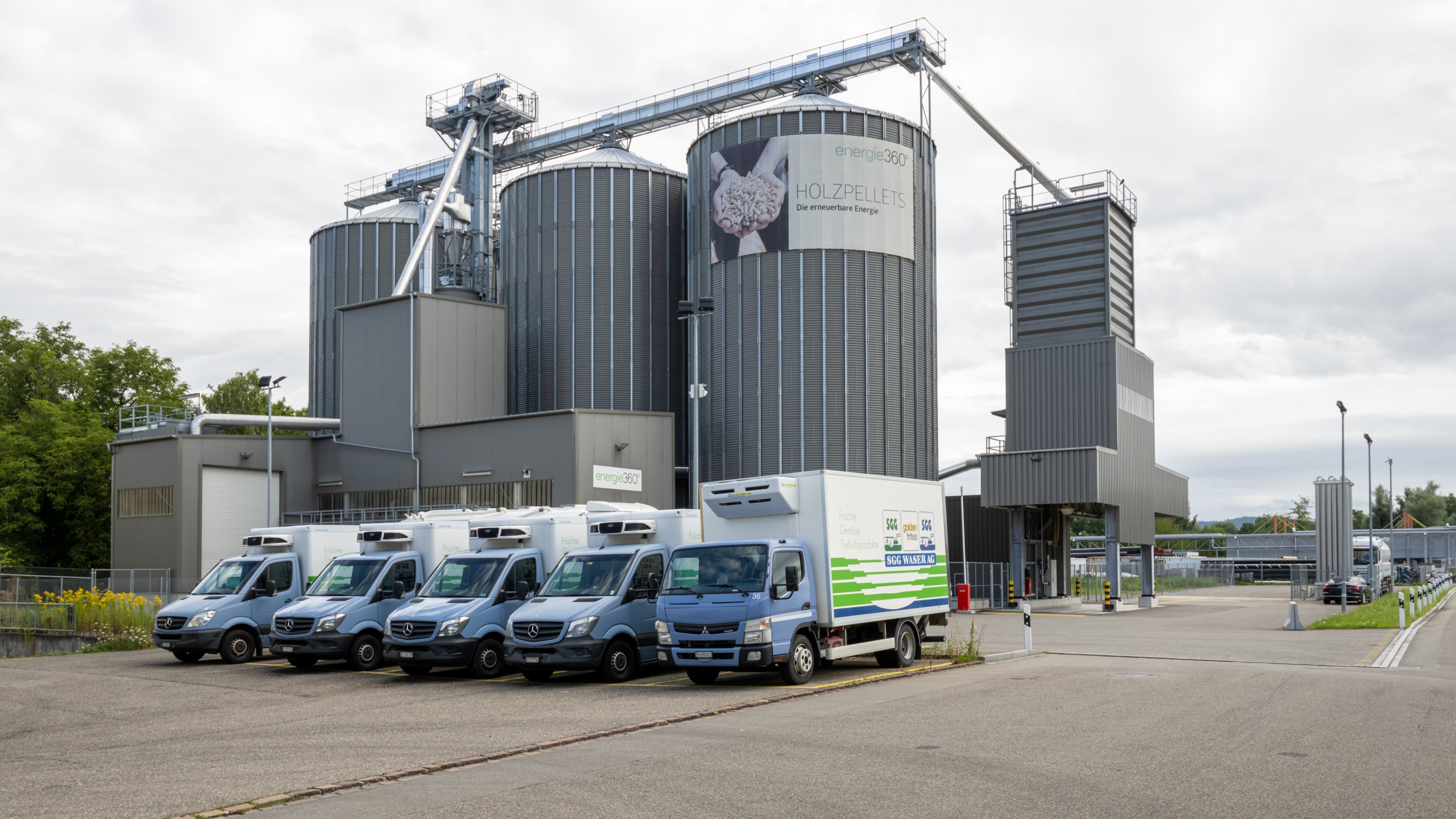 Industrial wood pellet storage facility in Schlieren, near Zürich